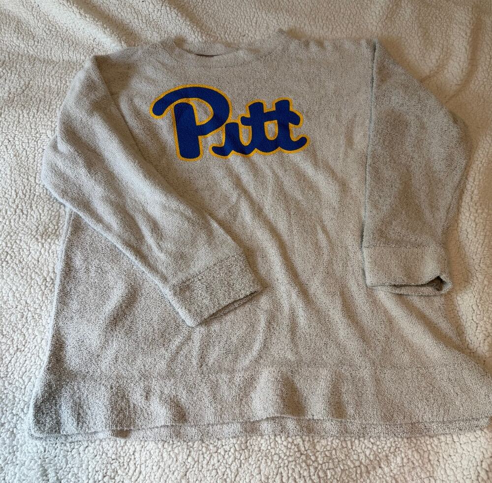 Pressbox Pitt Panthers Light Grey Crewneck Sweatshirt - Women's L
